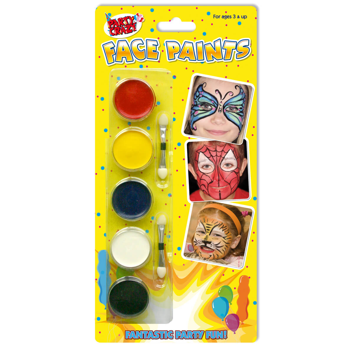 Children's Pack of 5 Party Face Paints with Soft Applicators
